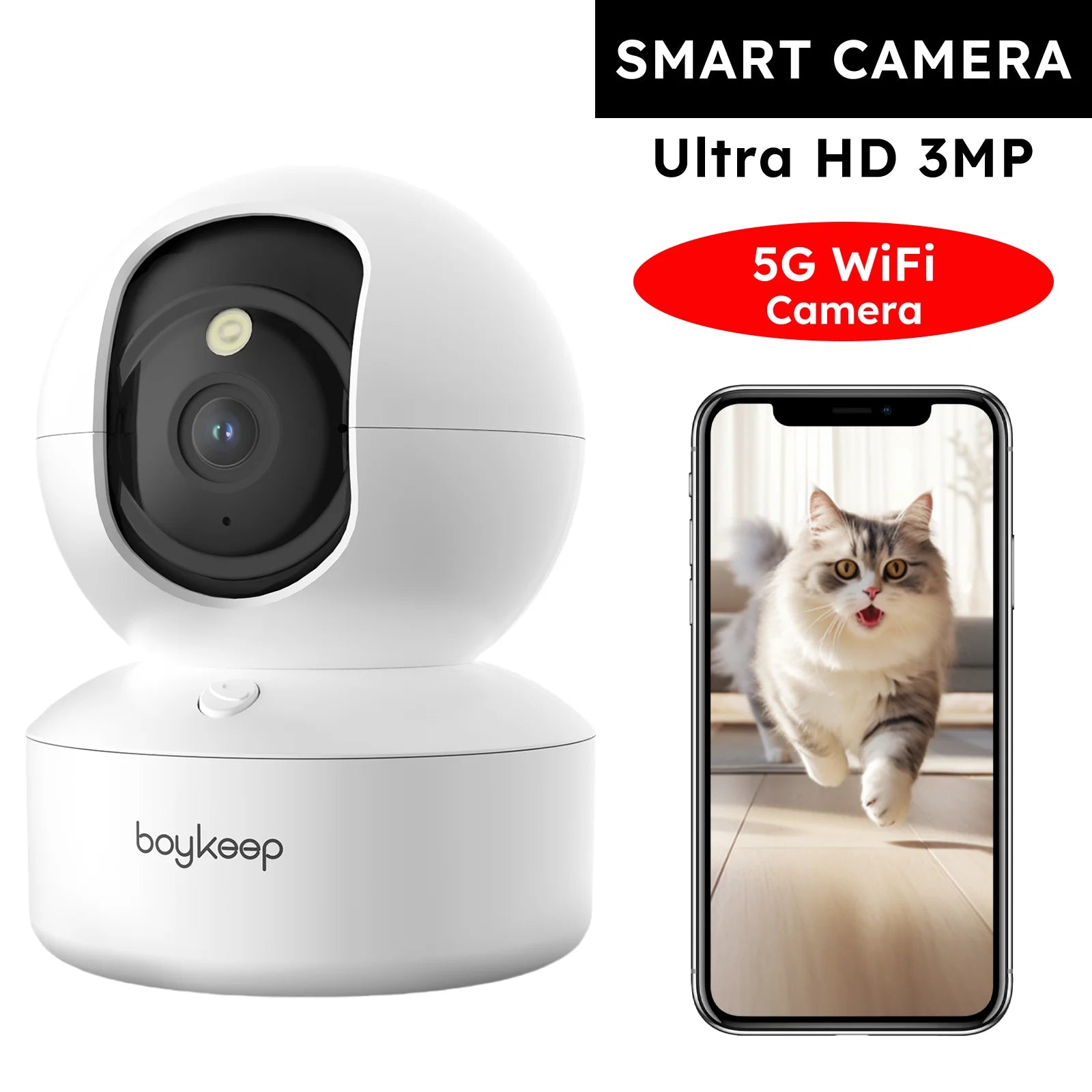 Aura Watch — 2K 360° WiFi Pet Camera with Night Vision & 2-Way Audio