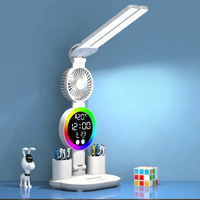 Aura Desk — 3-in-1 LED Study Lamp with Fan & Clock Display