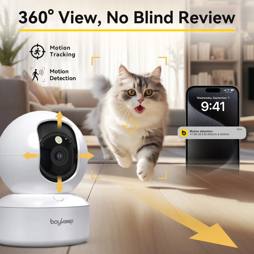 Aura Watch — 2K 360° WiFi Pet Camera with Night Vision & 2-Way Audio