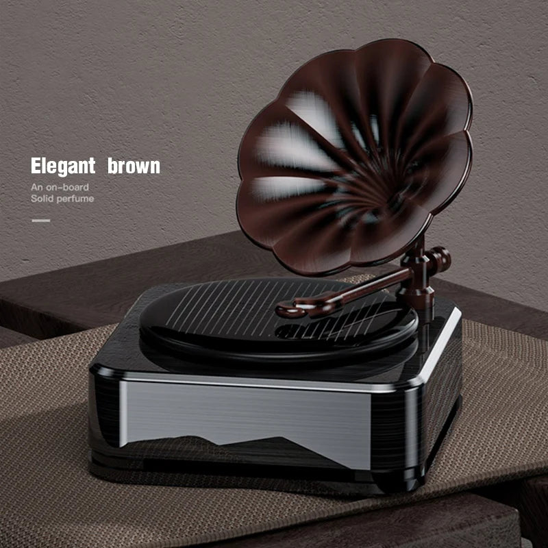 Aura Drive — Solar-Powered Retro Record Player Car Aromatherapy Diffuser