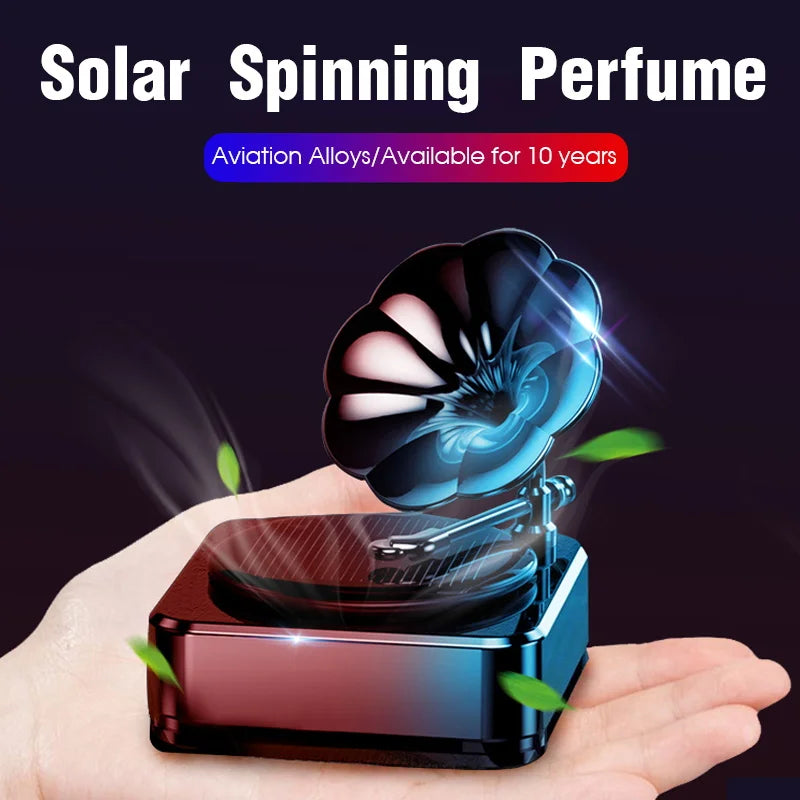 Aura Drive — Solar-Powered Retro Record Player Car Aromatherapy Diffuser
