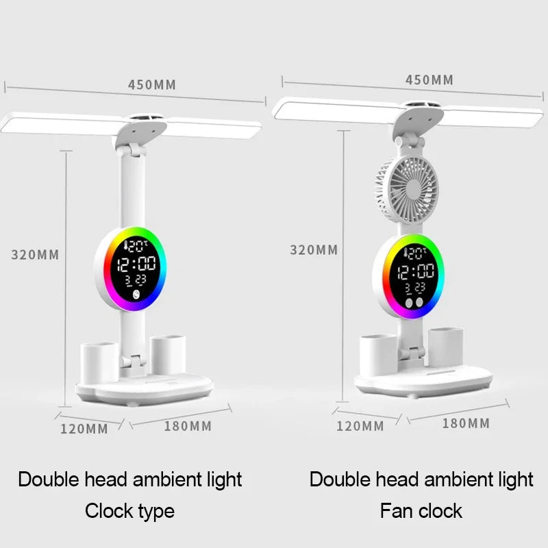 Aura Desk — 3-in-1 LED Study Lamp with Fan & Clock Display