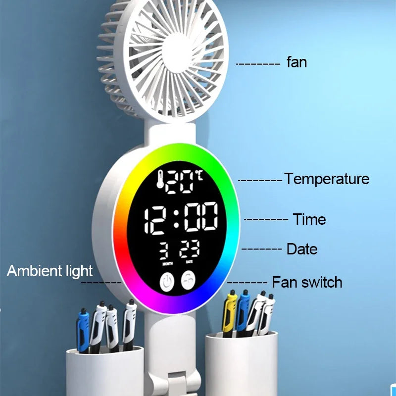 Aura Desk — 3-in-1 LED Study Lamp with Fan & Clock Display
